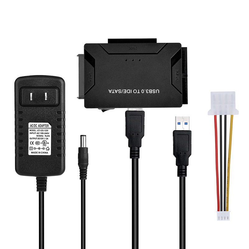 USB SATA IDE Adapter w/ 12V2A Power Cable,2.5 3.5 IDE / SATA HDD to USB 3.0 Converter,2.5 SSD / IDE Hard Drive CD-ROM to USB 3. 