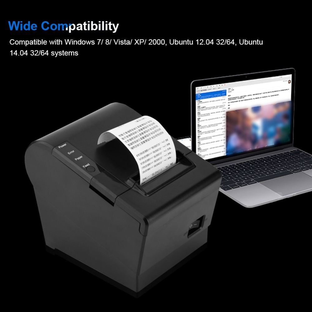 3-inch Receipt POS Printer with Auto Cutter | Desktop Direct Thermal Printer (80mm) | Bluetooth USB Connectivity | High-Speed Printing | Compatible with ESC/POS for Retail Stores, Grocery Stores, Clothing Shops, Supermarket, Cafe. 
