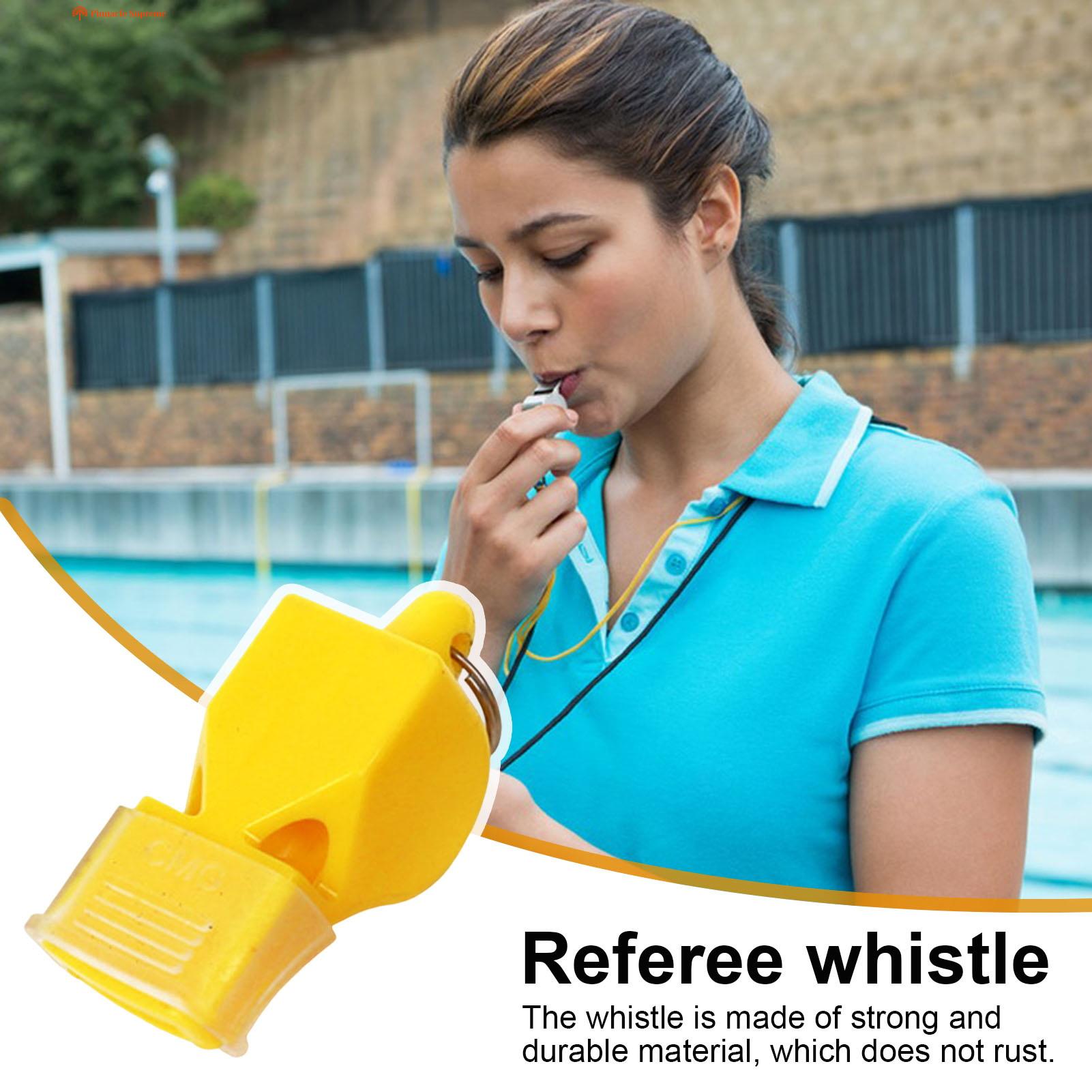 The whistle comes with a lanyard, each whistle has a lanyard, the lanyard is made of durable material and soft texture, you can easily hang it around your neck or on the wall to help you free your hands.. 
