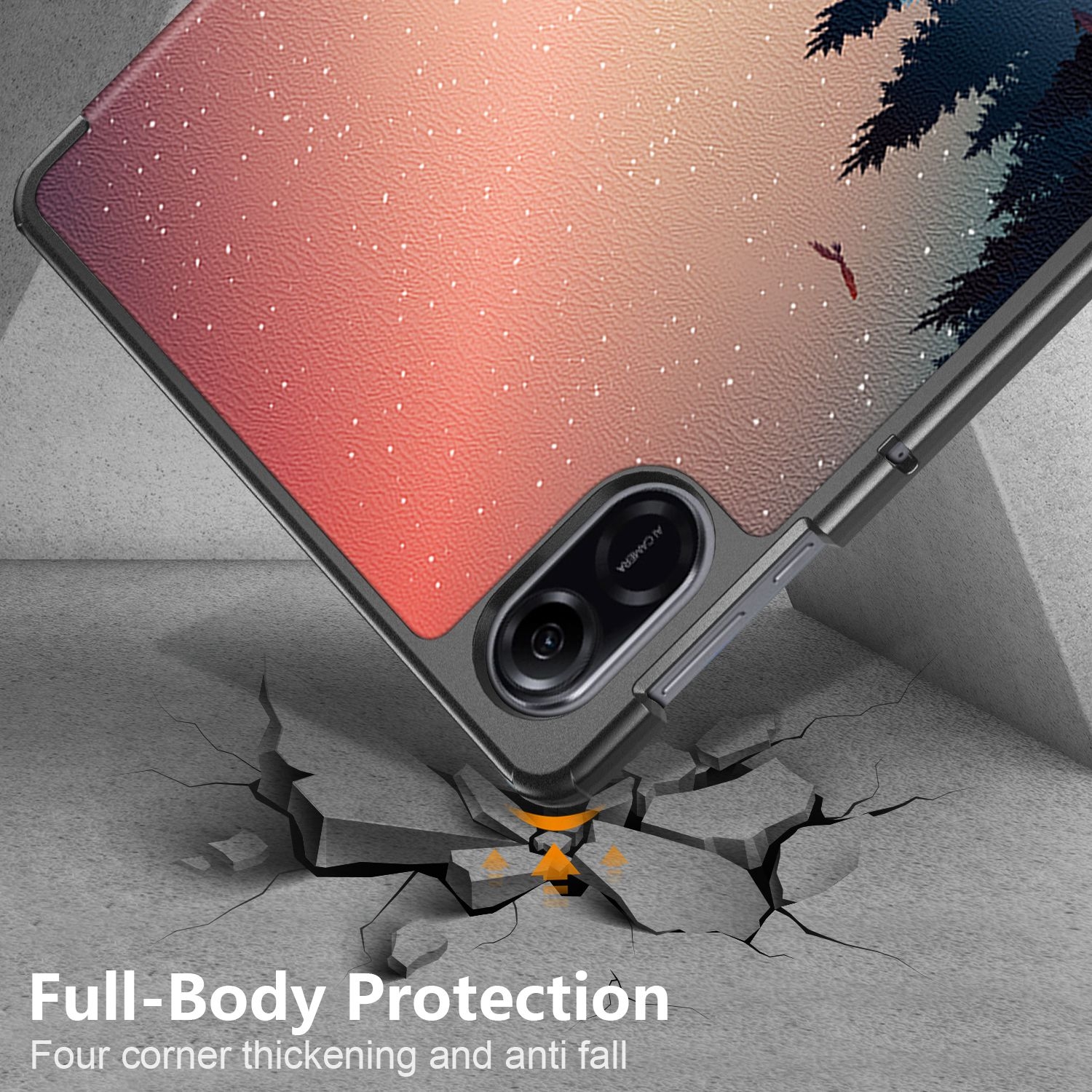 （COD Available)Coloured Drawing 3-Fold Holder Leather Case For Honor Pad X9 / X8 Pro 11.5. 
