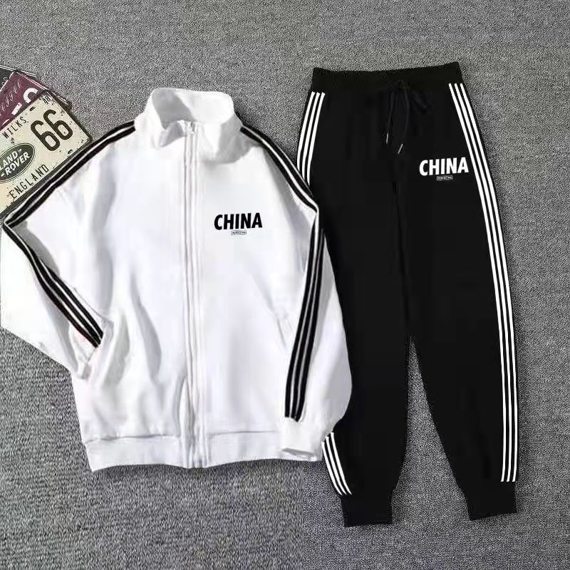 Spring and Summer Social Smart Guy Sports Jacket Boy Korean Style Casual Long-Sleeved Top Internet Celebrity Set as in Same Style Tide. 