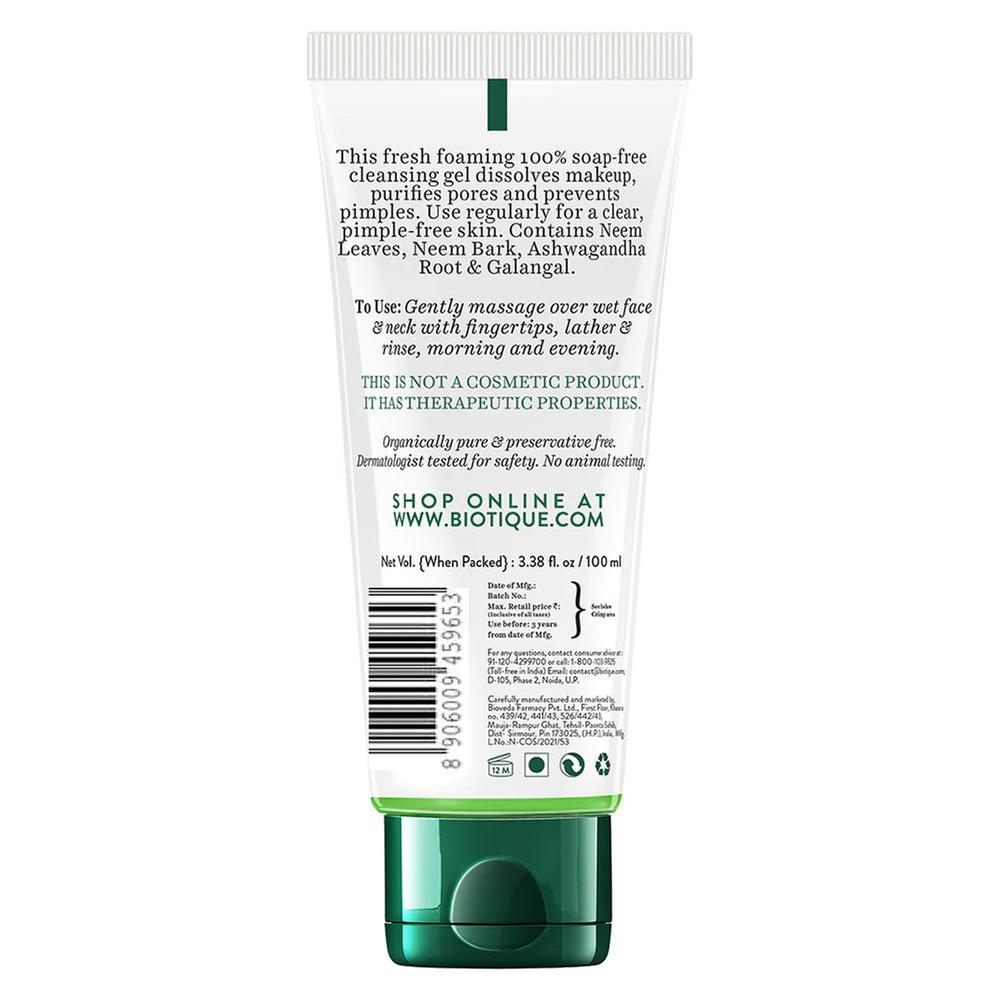 Biotique Fresh Neem Pimple Control Face Wash Prevents Pimples For All Skin Types - 100ml. 