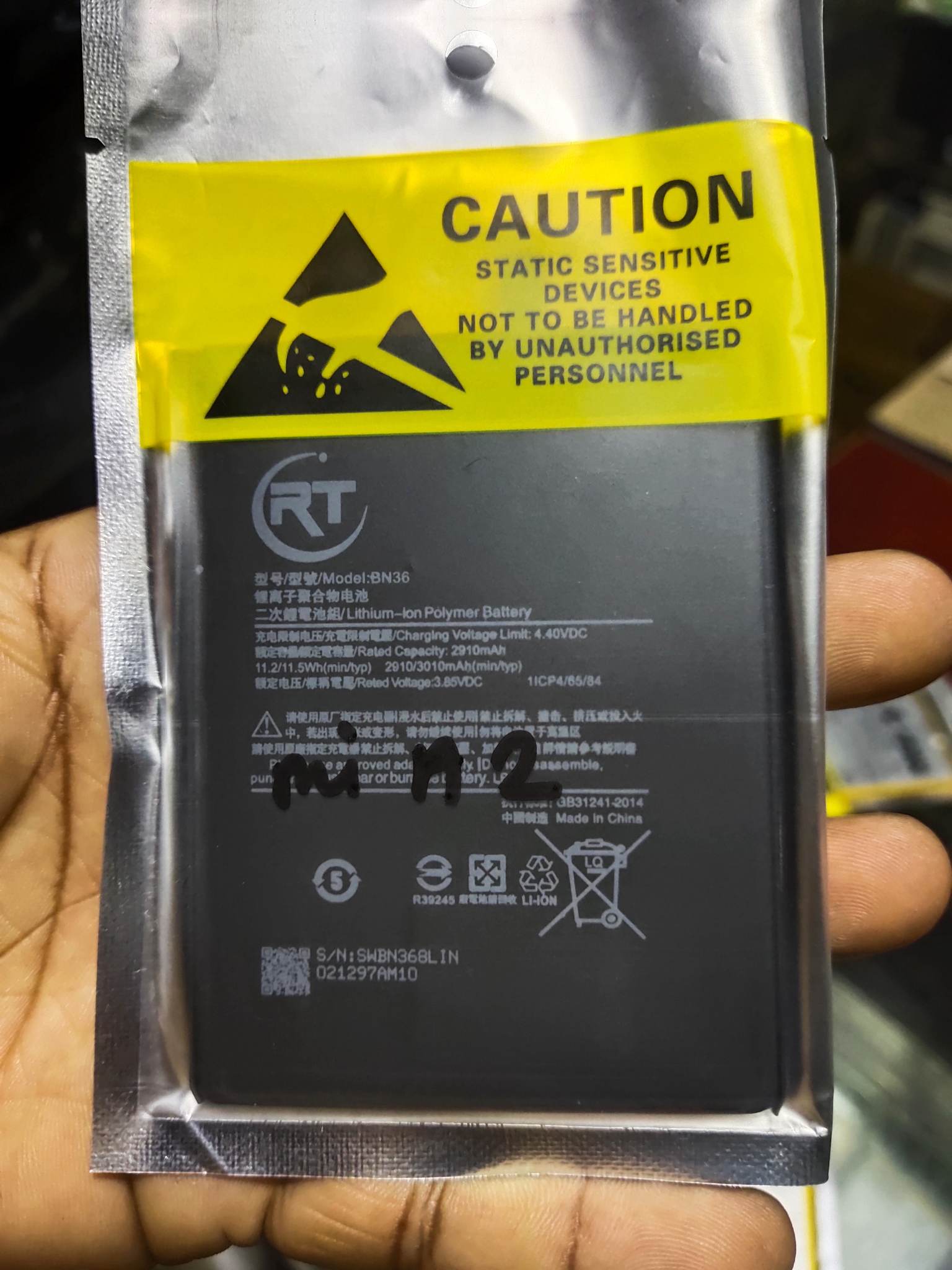 Replacement Phone Battery BN36 For Xiaomi Mi6X Mi 6X MiA2 Mi A2 Capacity 2910mAh. 