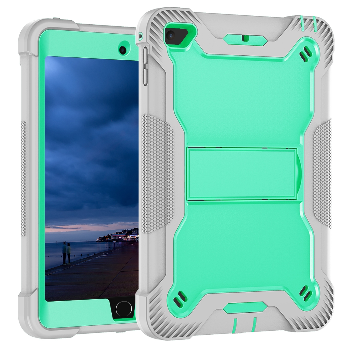 Silicone + PC Shockproof Protective Case with Holder For iPad mini / mini 4. 