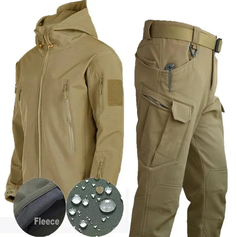 Winter Autumn Military Tactical Men Jacket Suit Outdoor Fishing Waterproof Warm Hiking Hunting Tracksuits Set for Thermal Jacket. 