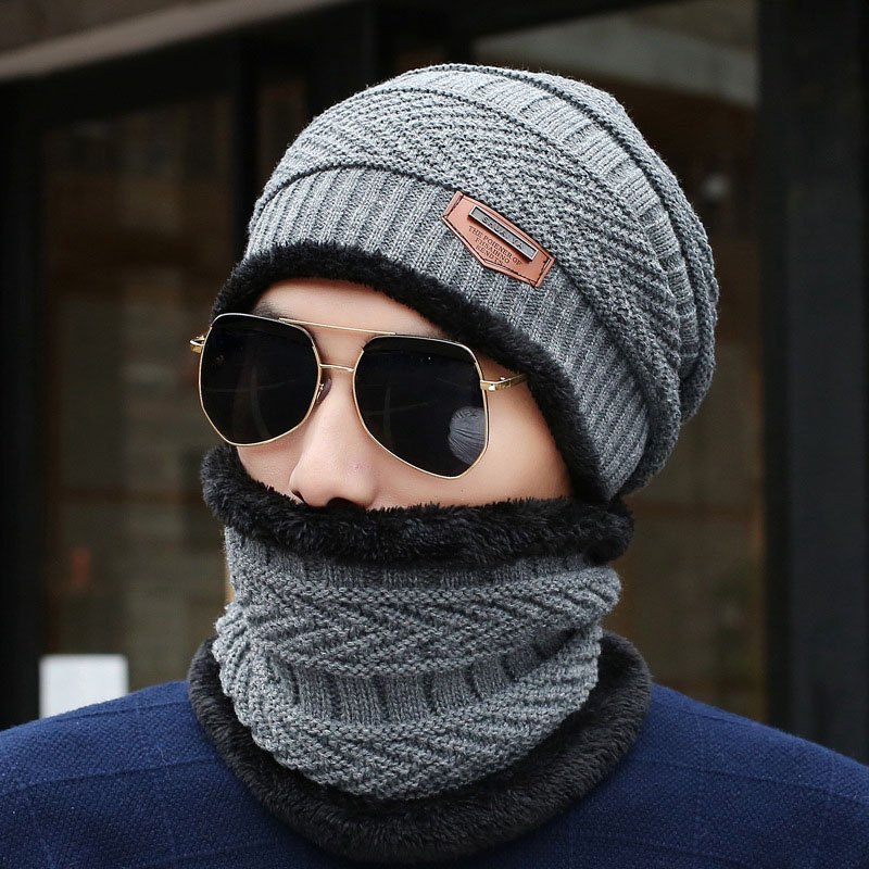 Winter Beanie Hat Scarf Set Wool Warm 
