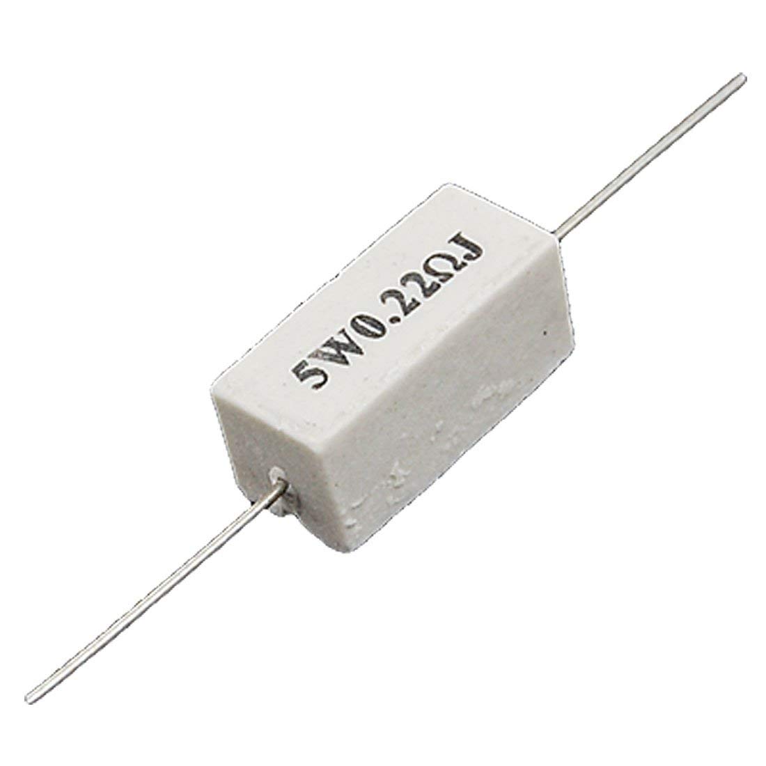 5Pcs- 5Watt 0.22 Ohm WIREWOUND 5W 0.22 Ohm Ceramic Cement Power Wirewound Resistor 0.22 Ohm 5Watt Wire Wound 2Pin Leads Fixed Cement Resistor 5% Tolerance. 