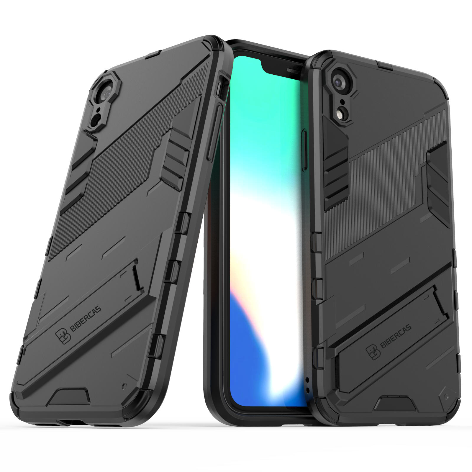 Shockproof Armor Phone Case For Apple iPhone XR Rugged Bracket Anti-Fall Protector Cover. 