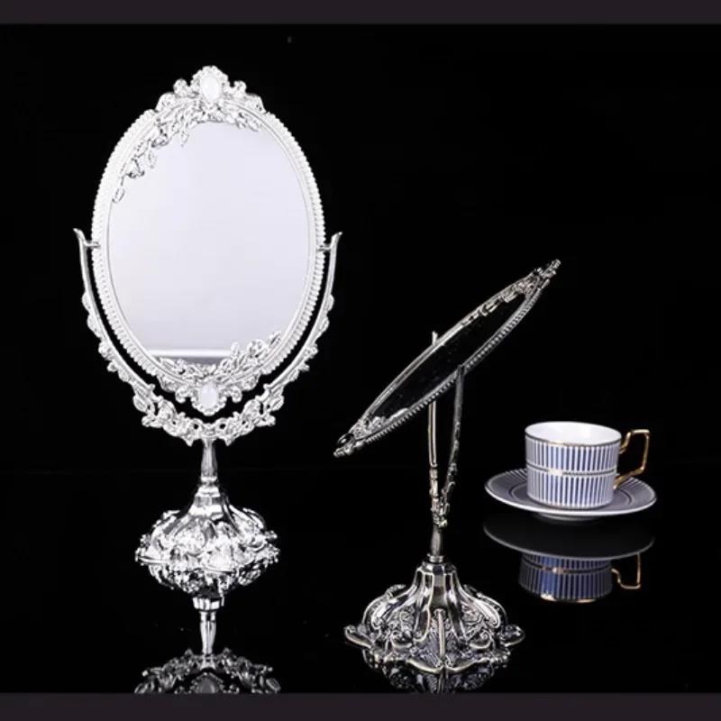 Vintage Makeup Mirror Tabletop Oval Cosmtic Mirror Metal Retro Vanity Mirror for Dressing Bedroom Living-Room Dresser Decoration. 