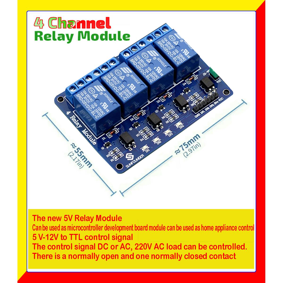 Arduino 4 Channel Relay Module 4-Channel Relay Control Board With Optocoupler. Relay Output 4 Way Relay Module - Multimeter