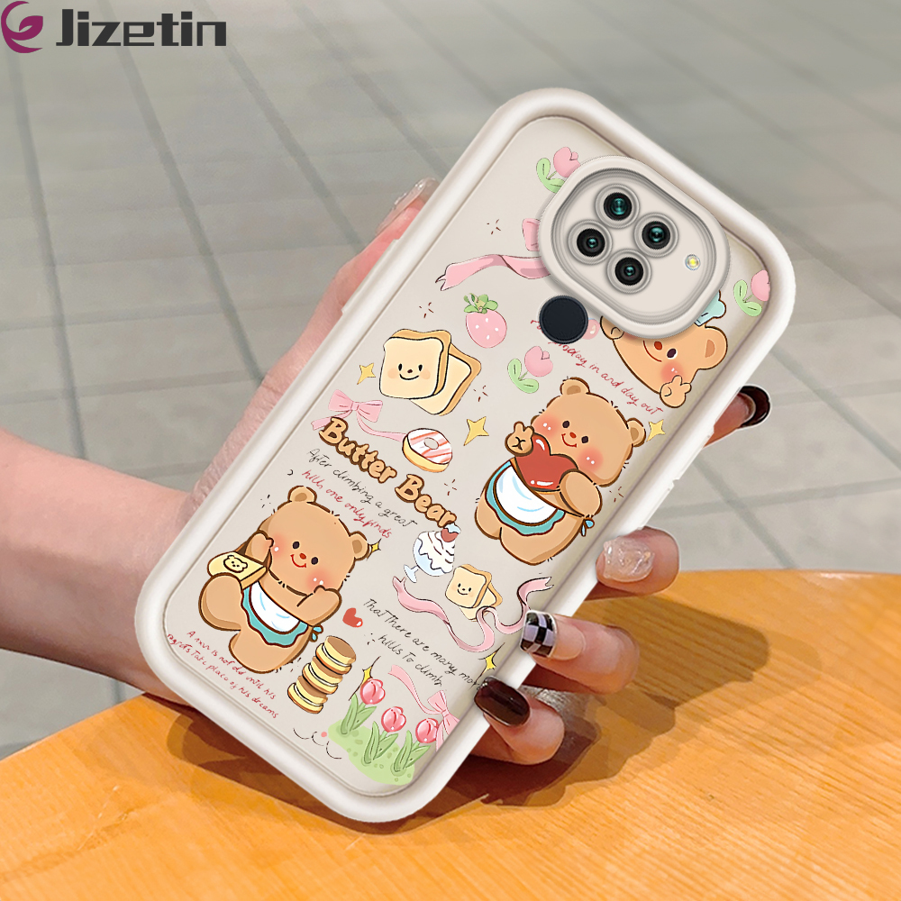 Jizetin for Redmi Note 9 Back Cover Butter Bear Ladder Camera Soft Rubber Mobile Phone Case