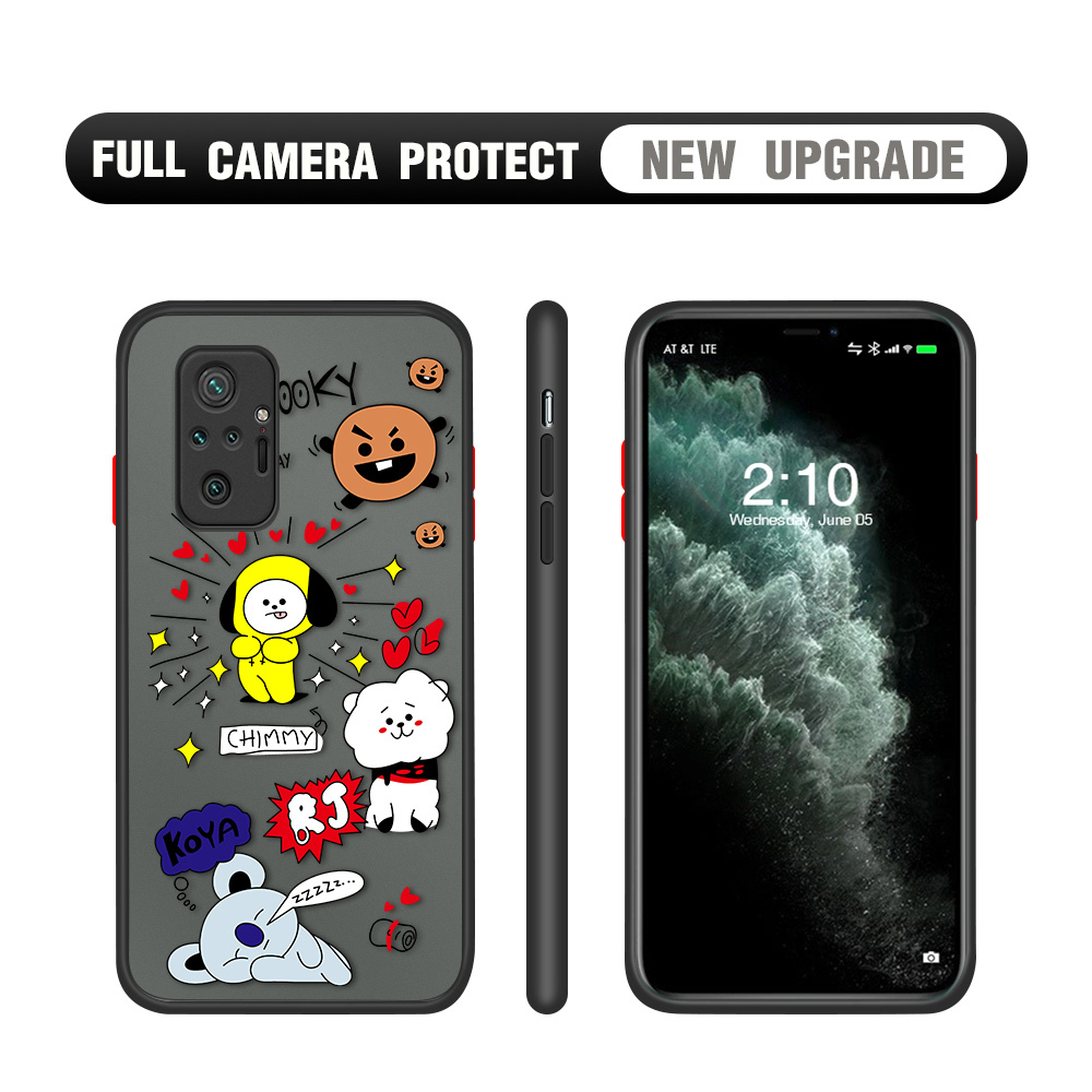 Hontinga for Redmi Note 10 Pro Case Cute Cartoon Animals Camera Shockproof Protection Casing Edge Frosted Transparent Phone Cover