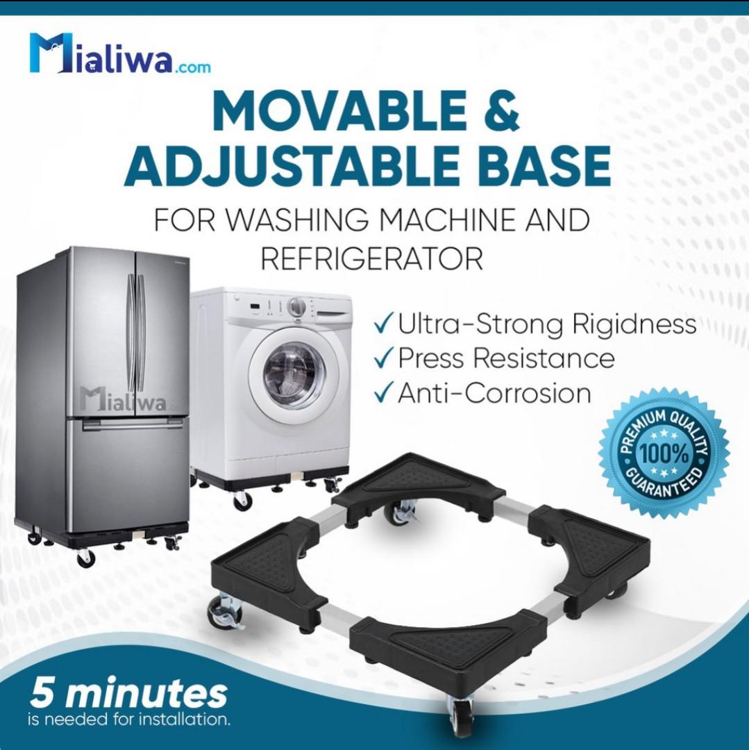 Multi-Functional Adjustable & Expandable for Fully Automatic Washing Machine,Mini Refrigerator and Fridge Base Trolley Stand with Wheels (Stainless Steel). 