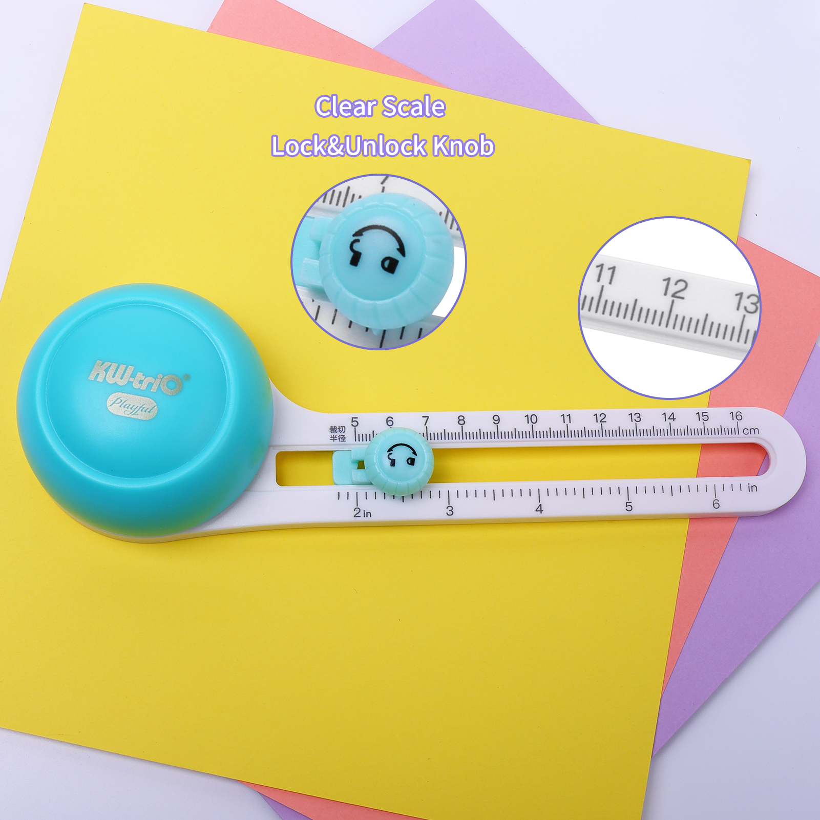 KW-triO Circular Paper Cutter Rotary Circle Cutter Manual Round Cutting Tool Paper Trimmer Scrapbooking Tool with Replacement Cutter Head for DIY Paper Cards Craft Supplies Sewing Tool. 
