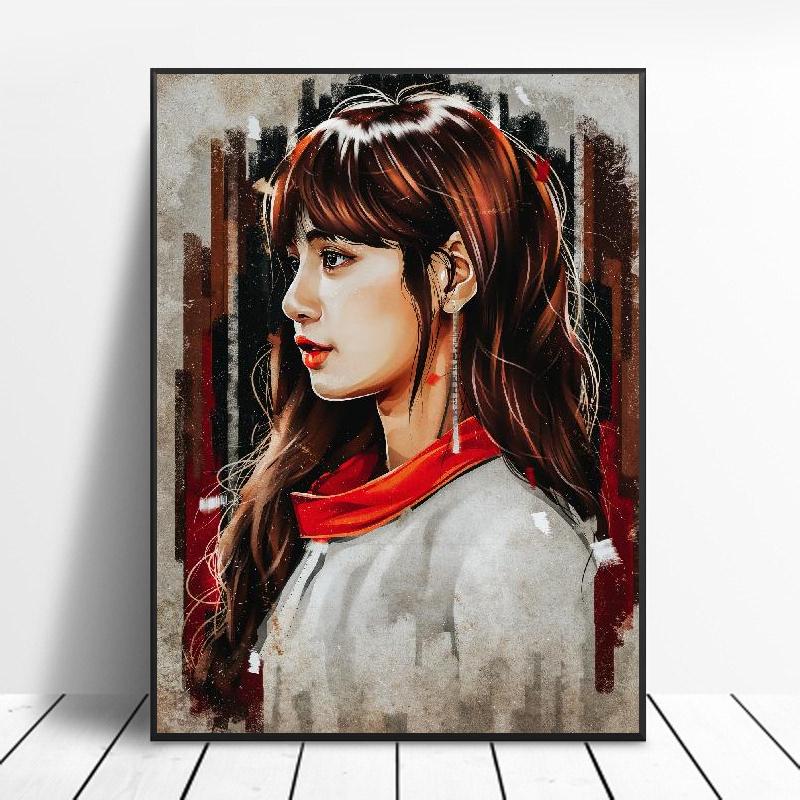 Korean Girl Fashion Pretty Hd Print Painting Group Black Pink Art Canvas Poster Home Wall Fashion Girl Room Living Decor Poster. 