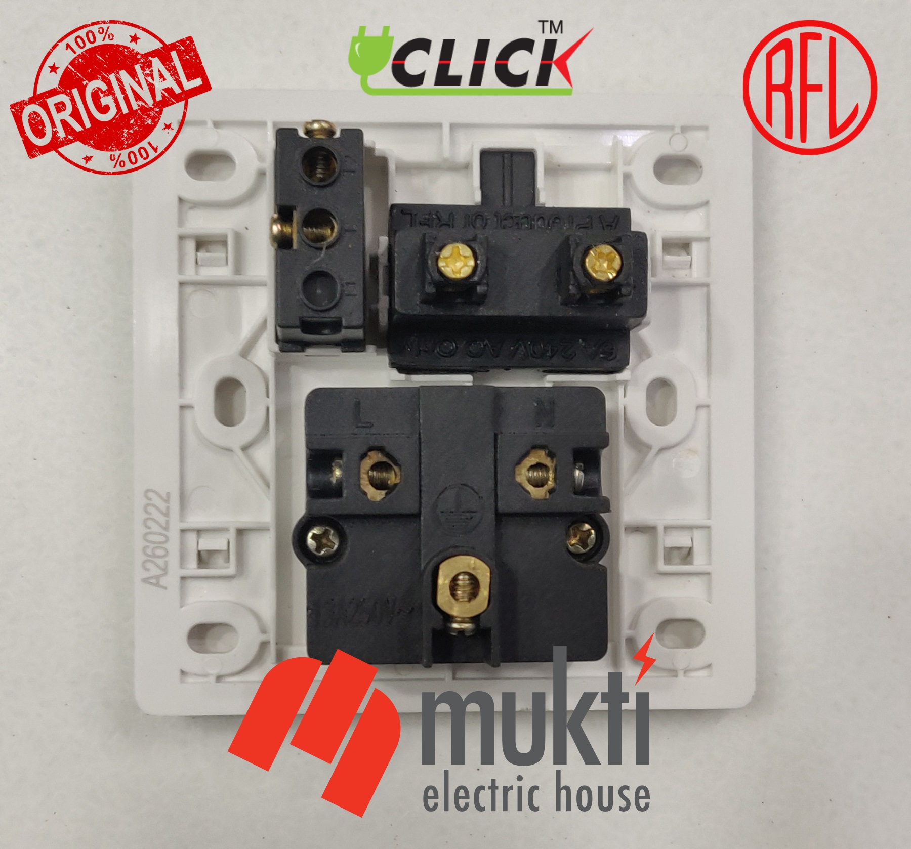 CLICK Aster Series 13A Five Pin with Indicator Multi Function Universal Switched 5 Pin Electrical Wall Switch Socket Outlet. 
