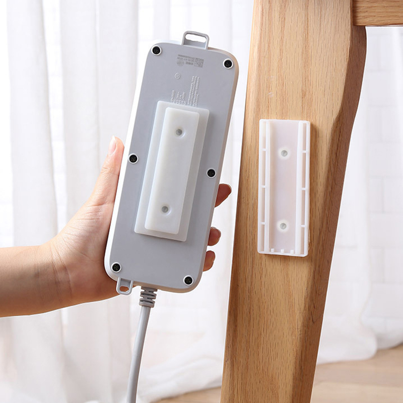 Self-Adhesive Desktop Socket Fixer Cable Organizer Wall Hanging Power Strip Holder Fixator Plug-in Removable Wall-Mounted Fixer jingu