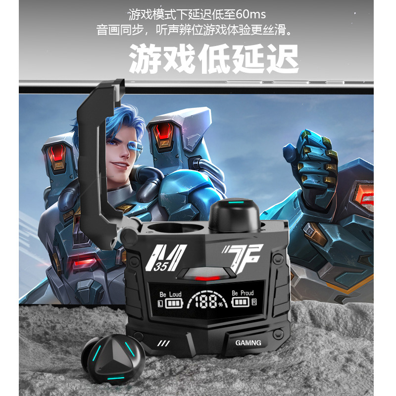 New M35 private model cross-border wireless bluetooth headset sports electric competition TWS5.3 high sound quality factory wholesale. 