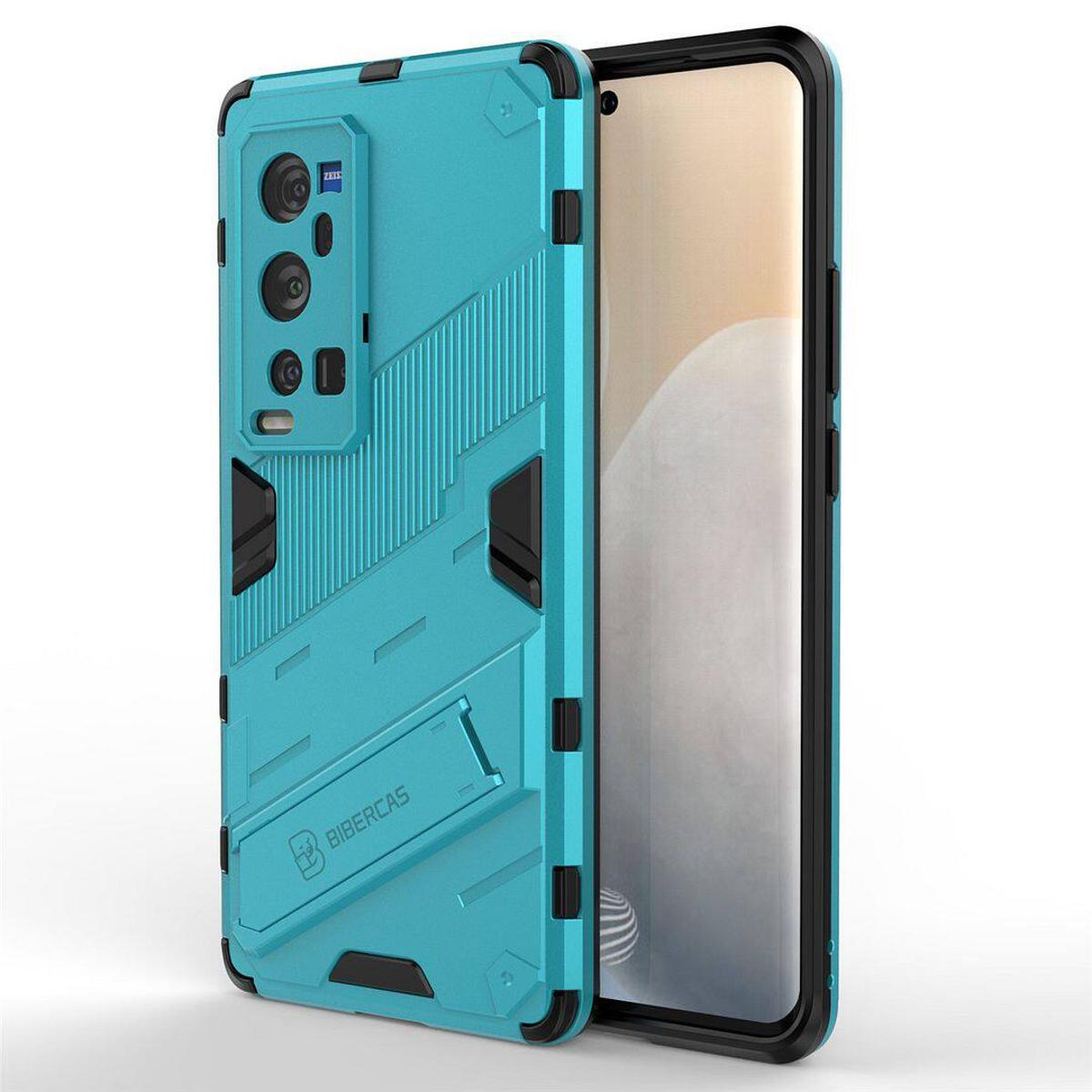 lthmy for vivo X60 Pro / X60 Pro plus (6.56 ) Armor TPU and PC Solid Color Stand Holder Kickstand Phone Casing Shockproof Buffer Cool Back Cover