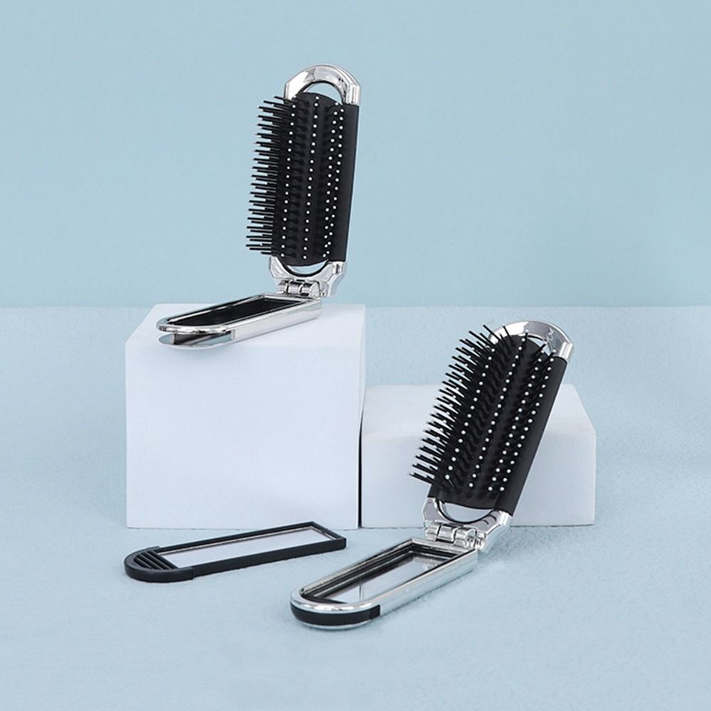 2 In 1 Foldable Hair Brush & Mirror, Hair Brush/Hair Comb For All Hair Types. 