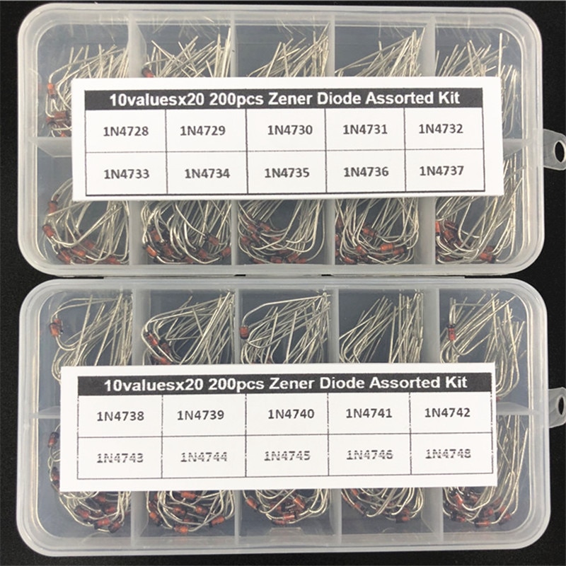 【happy one】20Values Zener Assortment Electronic kit 1N4728~1N4748 1W DO-41 With 2 storage Box. 