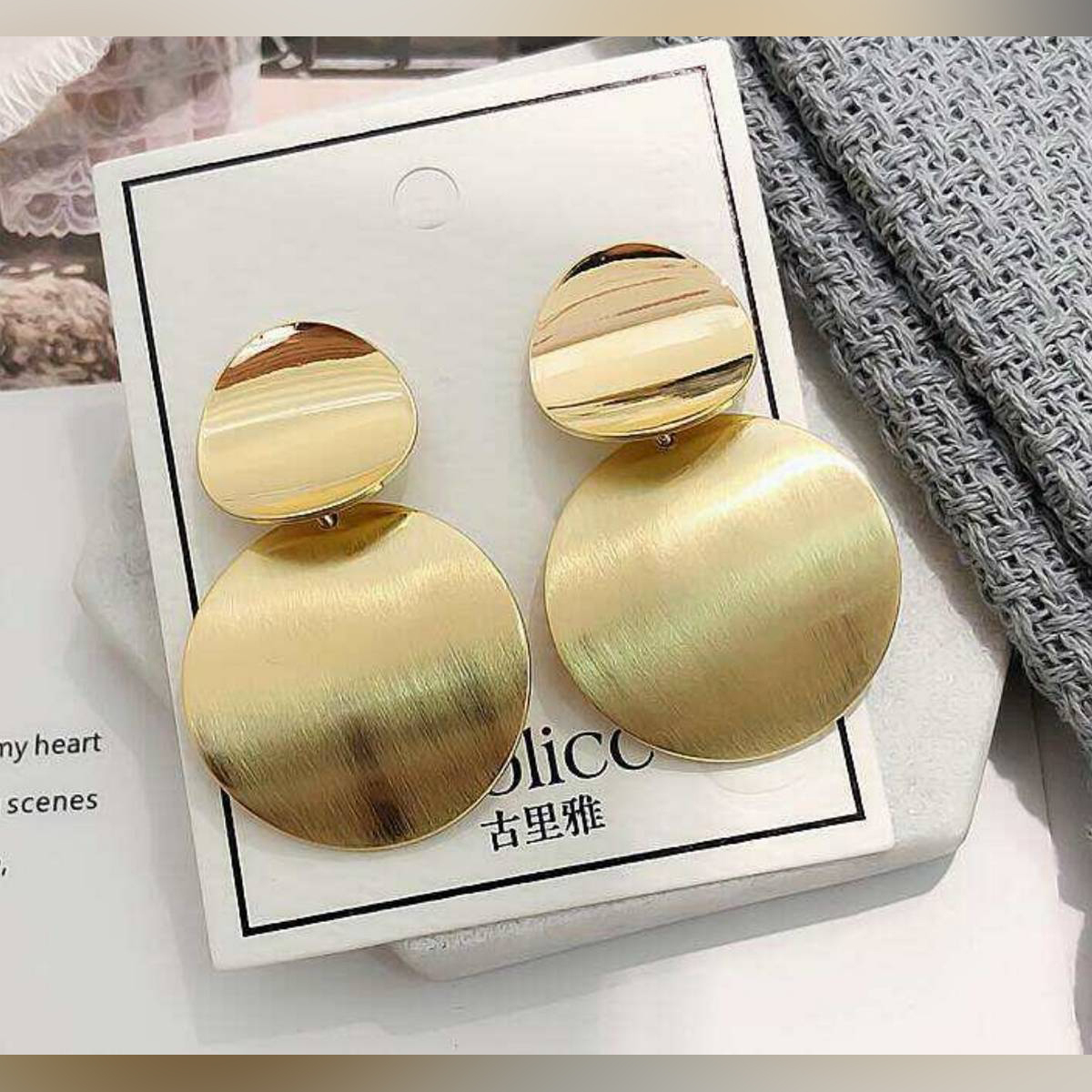 Statement earrings Geometric Circle Metal Drop Earrings from Women