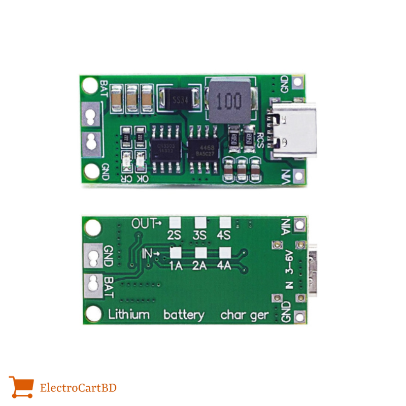 2S/3S/4S - 2A Step-Up Boost Charging Module Type-C Lithium Li-ion Battery Charging Power Protection Board 8.4V 12.6V 16.8V. 