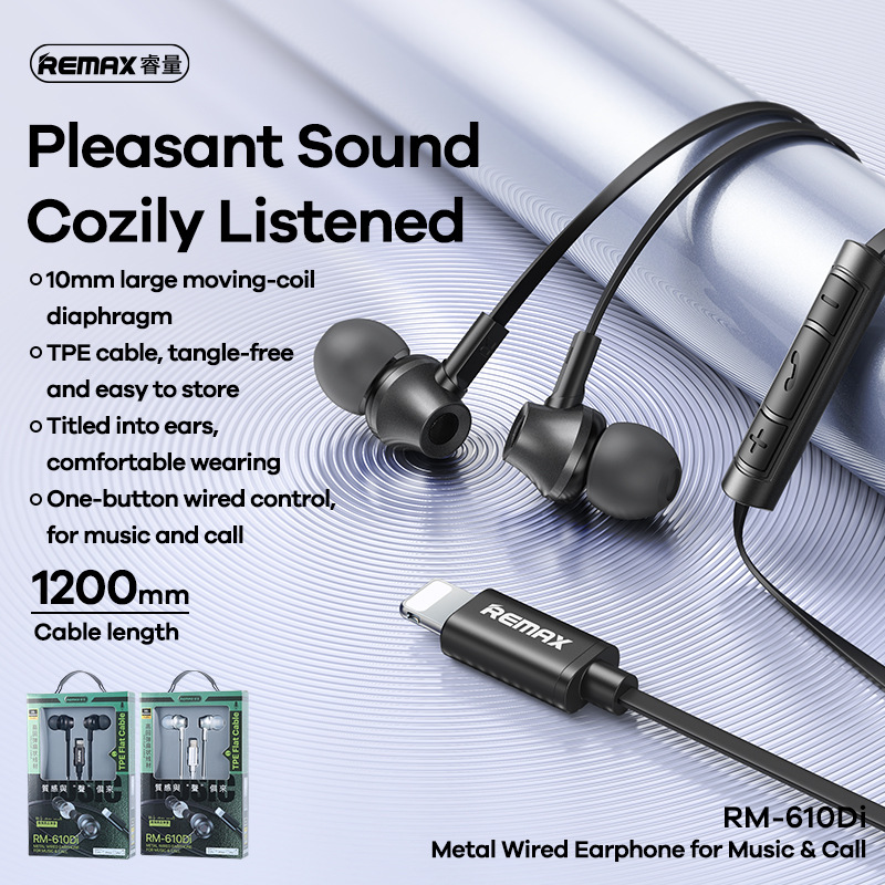Strip headphones 61E-C interface surface REMAX cross-border wire control headphones in-ear with microphone for Apple TYP0D. 
