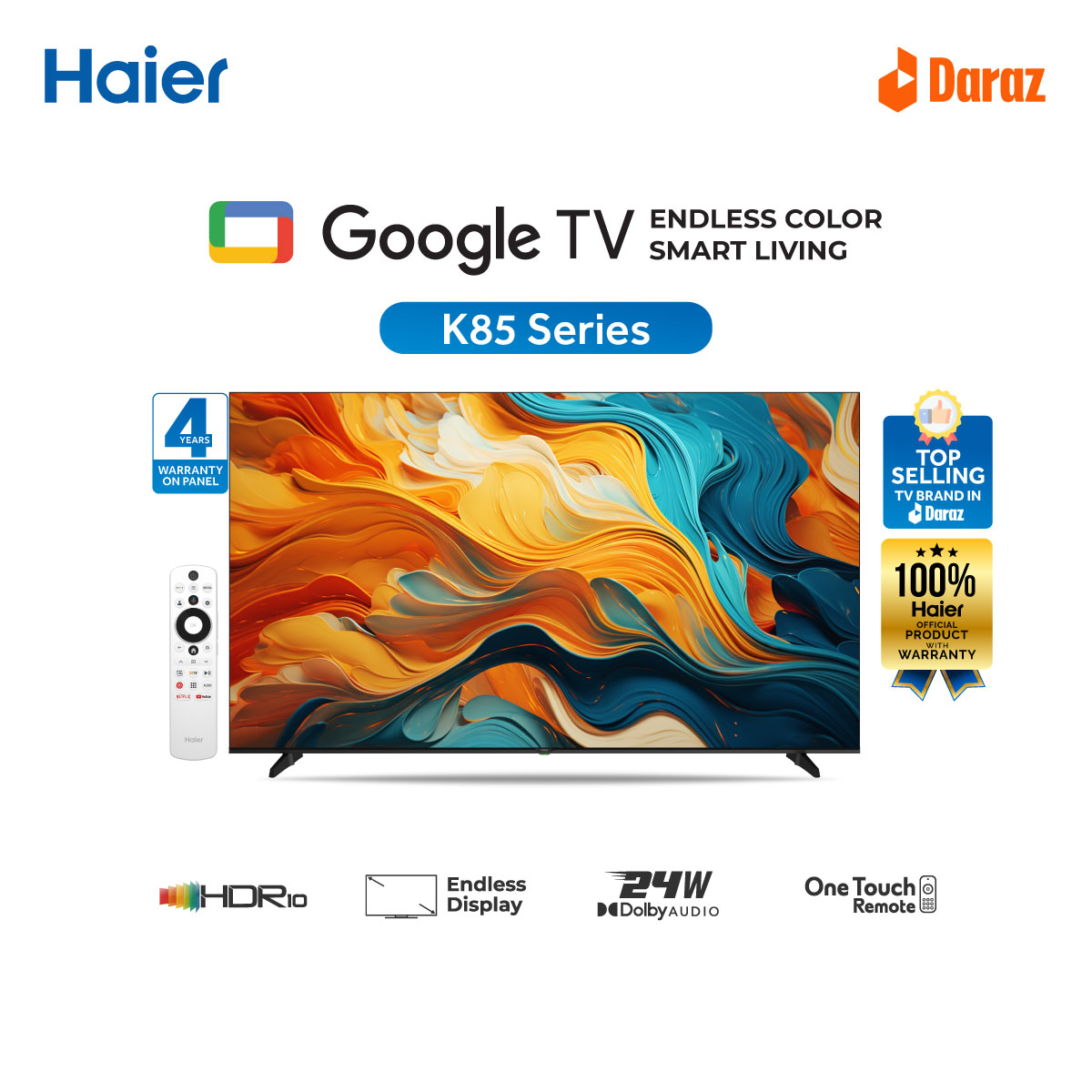 Haier 32" Bezel Less Google TV with Free Delivery (H32K85FX)