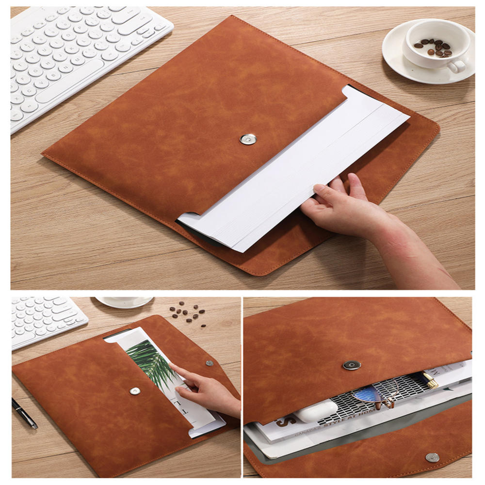 School Office Supplies Professional File Folder Fashion Briefcase A4 Leather File Folder Data Package Document Organiser
