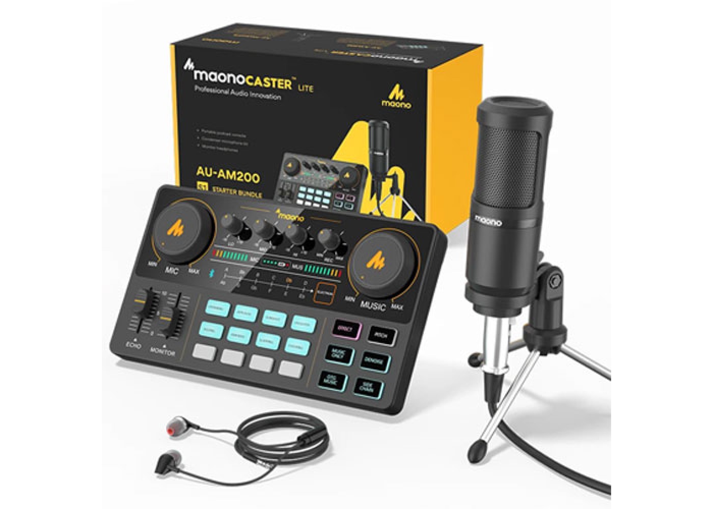 MAONO AU-AM200 S1 MAONOCASTER Lite Portable All-In-One Podcast Production Studio. 