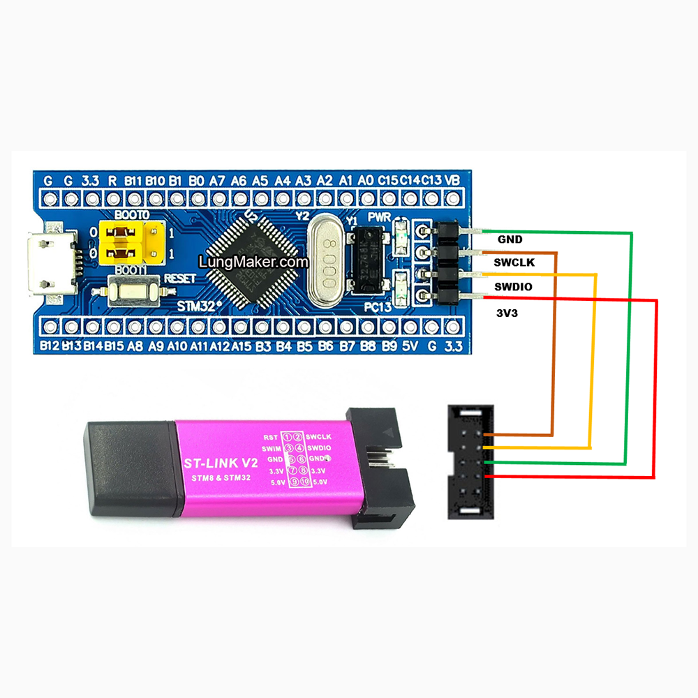 ST-Link V2 Debug and Programming of ARM STM8 STM32. 