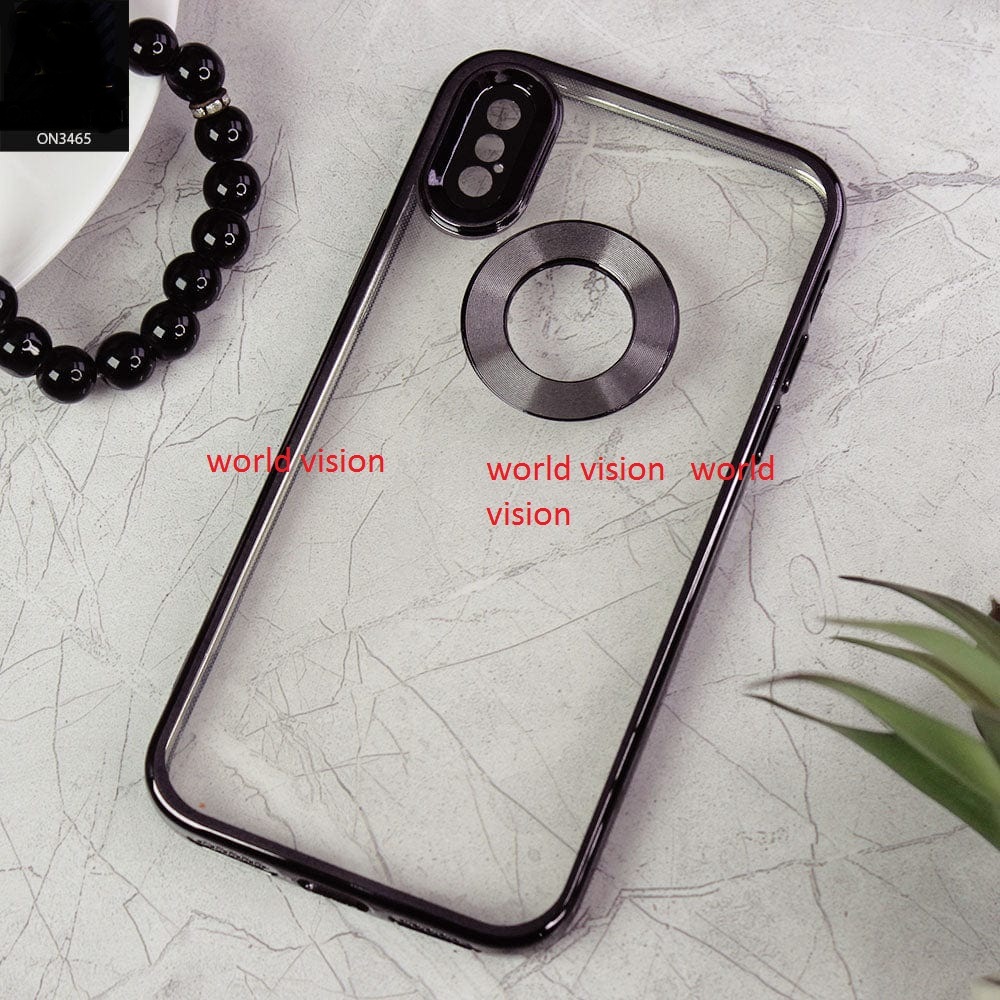 For iPhone xs Max CD Chrome Back Cover Compatible with Ring Logo Cut Pattern Electroplating Shockproof Cover Phone Cases. 