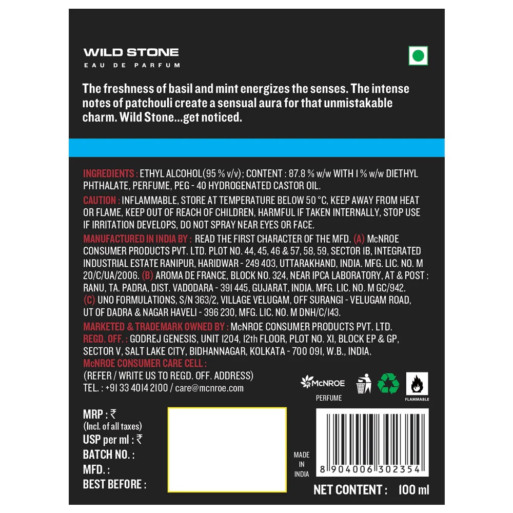 Wild Stone - Ultra Sensual Premium Perfume for Men, Long Lasting Eau De Parfum|Luxury Fragrances - 100ml. 