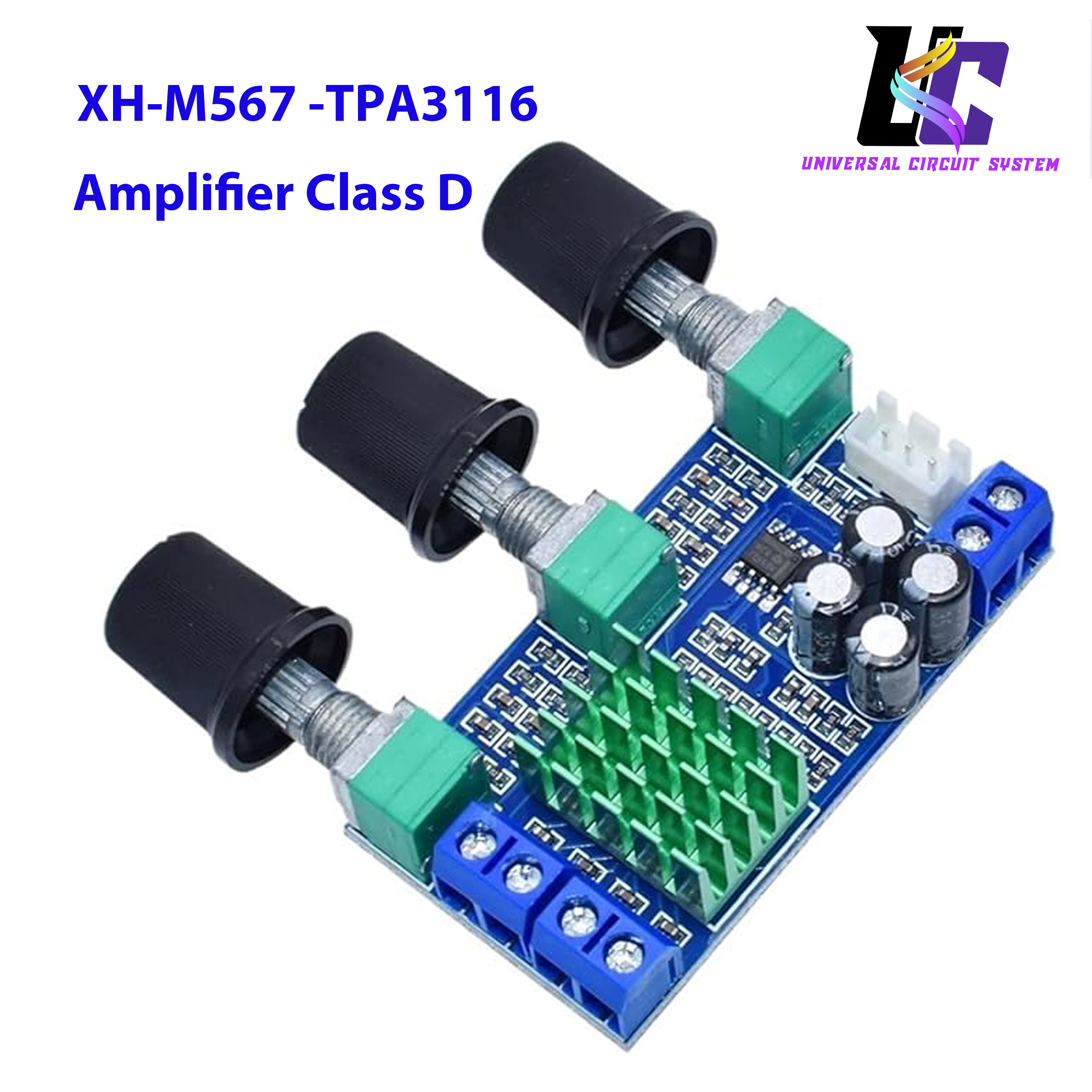 XH-M567 TPA3116D2 High and Low Sound Adjustment Audio Control Amplifier Two-Channel Digital Power Amplifier Board Onboard op amp Double 80W. 