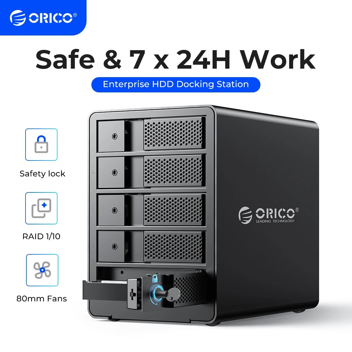 ORICO 95 Series 5 Bay 3.5'' USB3.0 HDD Docking Station Support RAID Mode Aluminum With 150W Internal Power Adaper