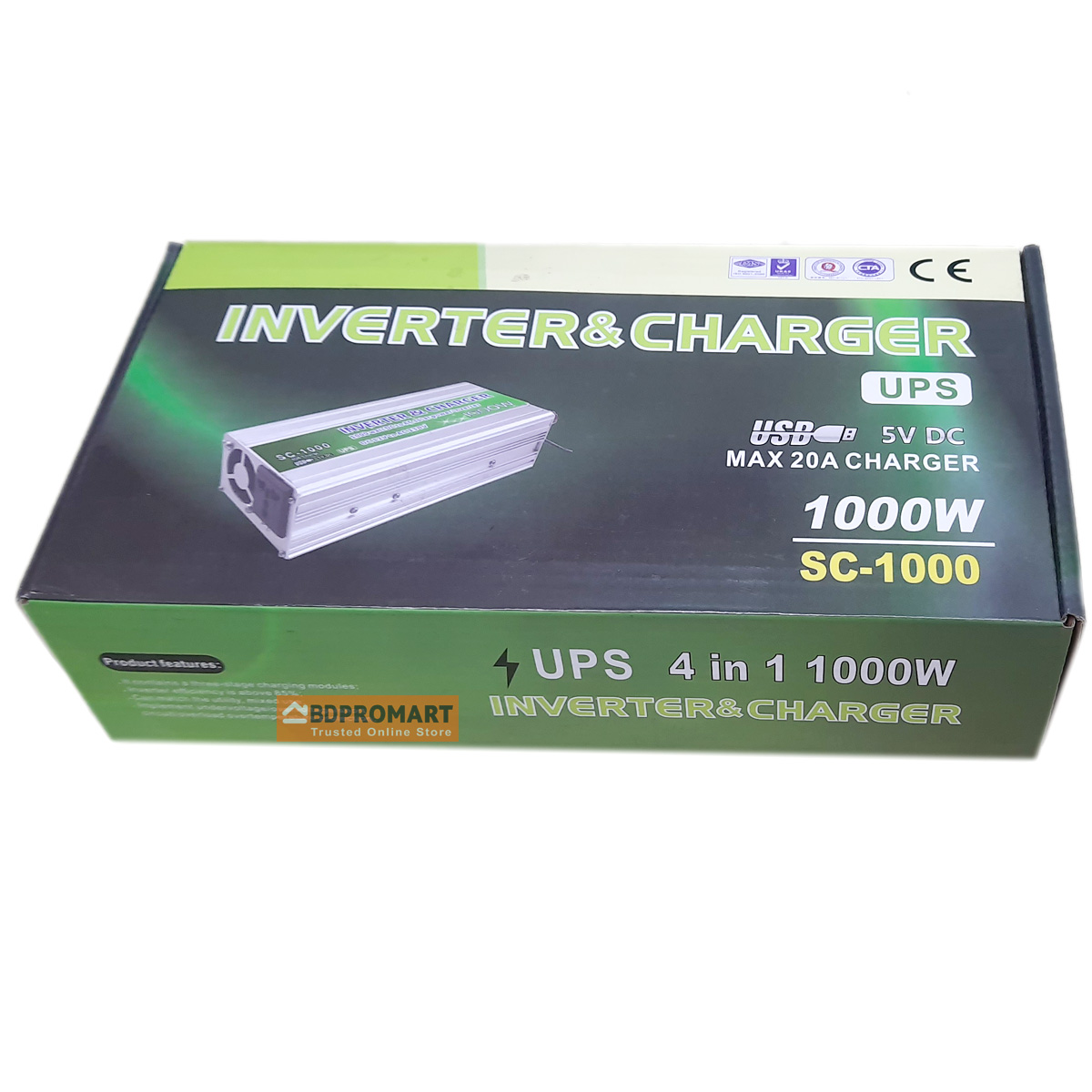 1000w IPS Machine With Battery Charger Full Automatic 1000 Watt DC 12V to AC 220V With 10Amps Battery Charger 4 in 1 (Real Output 600w). 