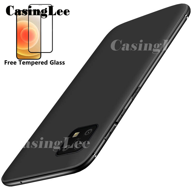 For Sharp Aquos Sense 6 Case Ultra Thin Back Matte Soft Rubber Cases for Sharp Aquos Sense 6 Screen Protector Tempered Glass Film