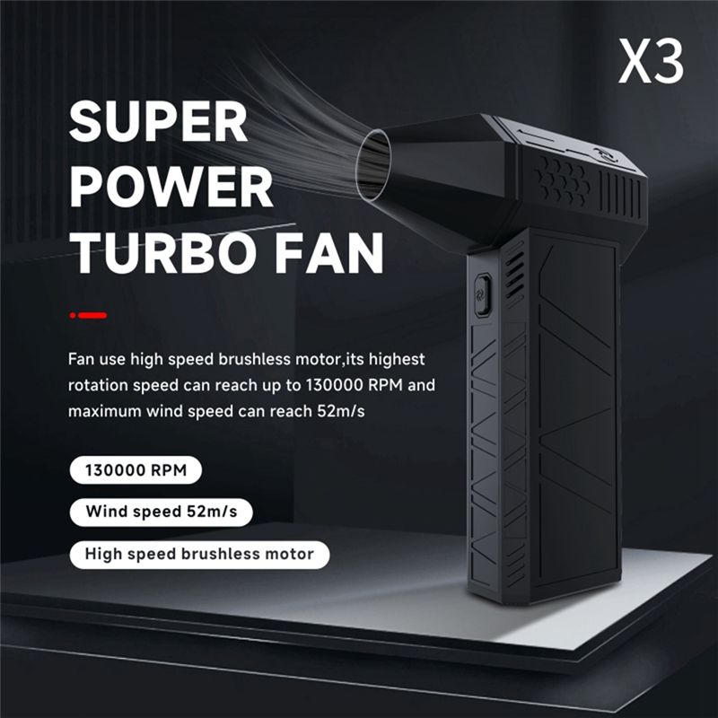X3 Upgrade Mini Turbo Jet Fan Powerful Blower 130000R PM50+M/S 3000MAh Violent Turbo Fan for PC Keyboard Camera Easy to Use. 