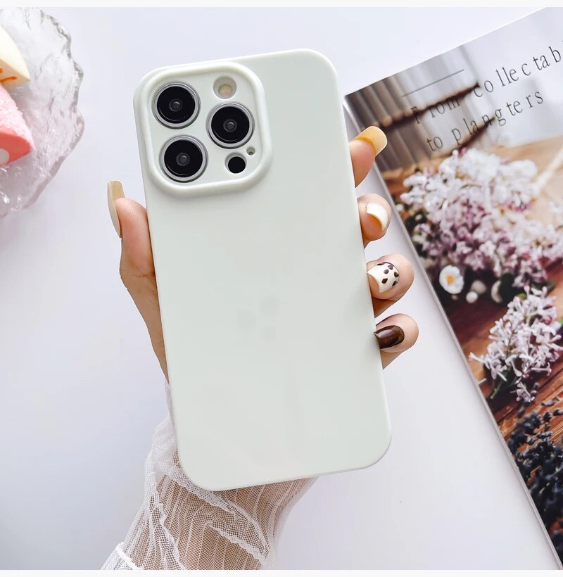 Macaron Cream Color Soft TPU Lovely Phone Case For iPhone 14 13 12 11 Pro Max Plus XR XS Smooth Silicone Lens Protection Shell. 