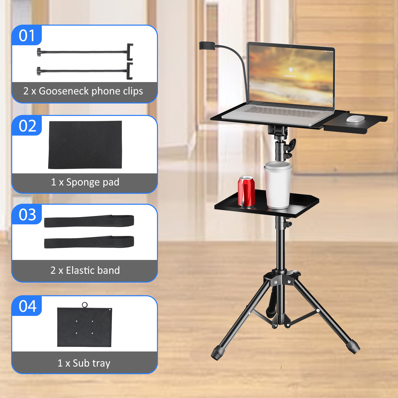 HXSJ Projector Tripod Stand-Laptop Tripod Adjustable Height DJ Mixer Standing Table Outdoor Computer Desk Stand for Stage orStudio. 
