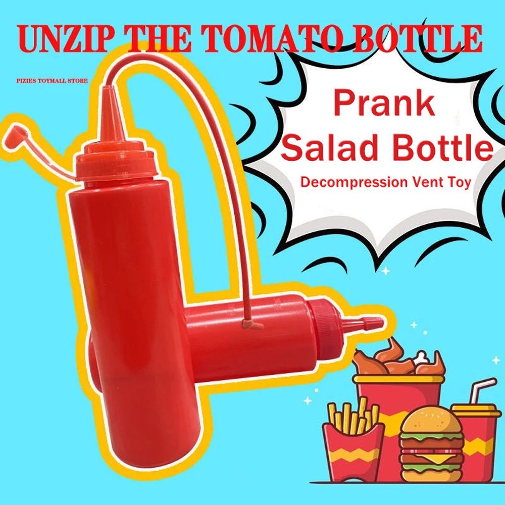 QUILLAN Funny Prank Ketchup Bottle Practical Jokes Tomato Bottle Toy Prank Salad Bottle Decompression Vent Creative Trick Kids Toys Kitchen Gadget Empty Bottles Fake Ketchup Bottle/Multicolor. 