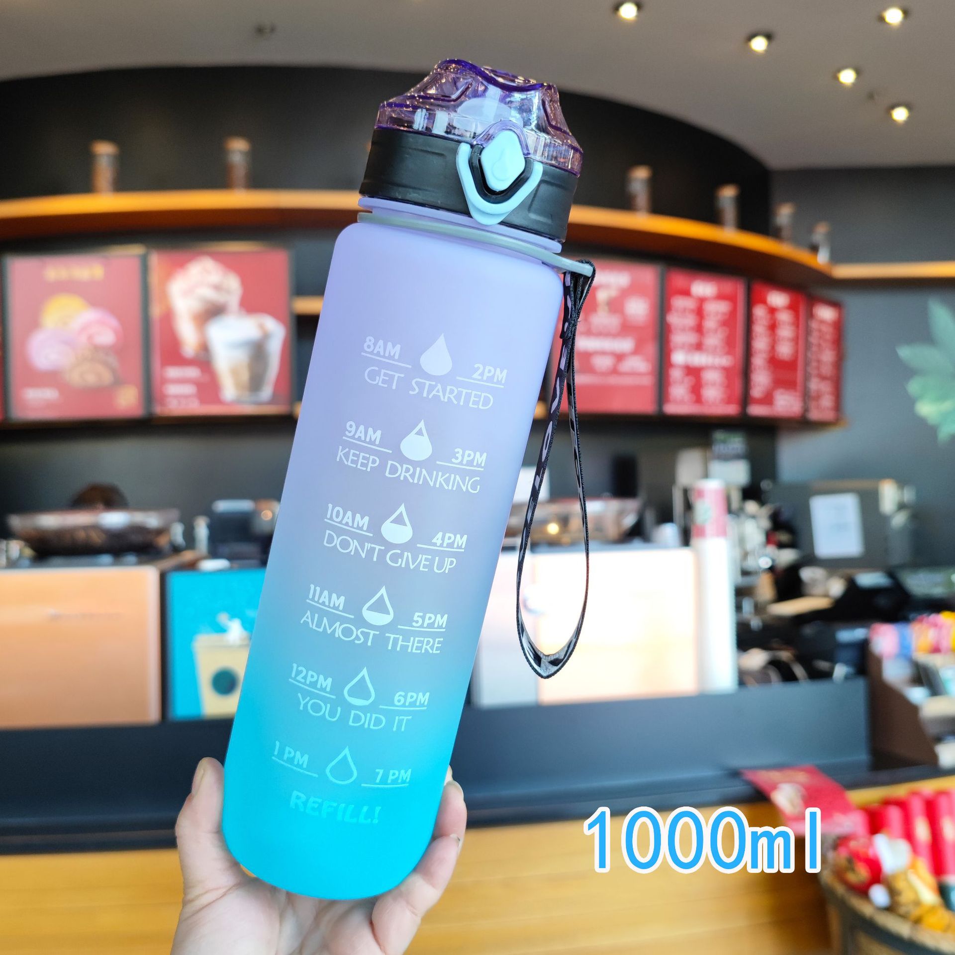 1 Liter Water Bottle with Straw Female Girls Large Portable Travel