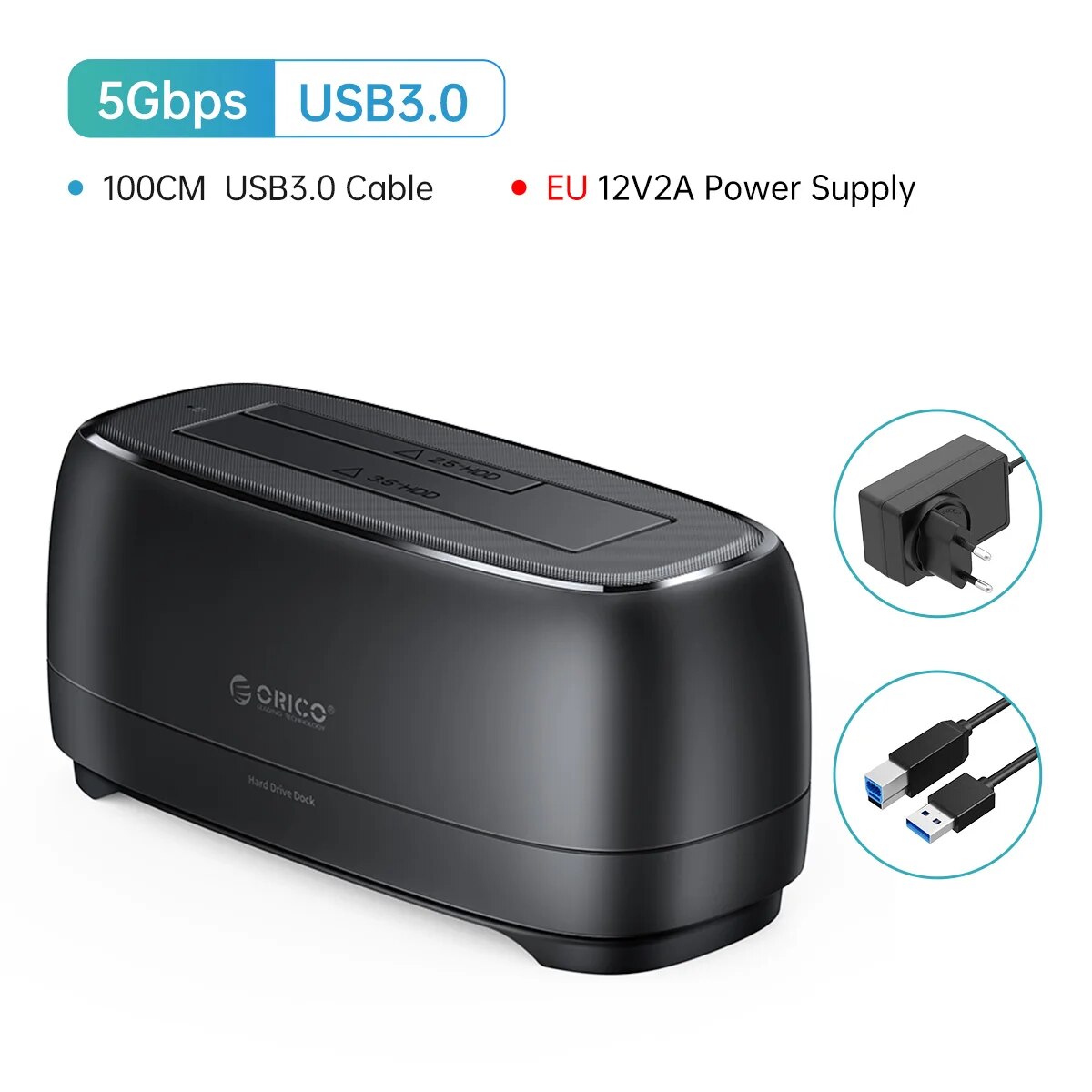 ORICO SATA to USB3.0 Hard Disk Docking Station for 2.5" 3.5" SSD Disk Case 5Gbps Speed HDD Docking Station Hard Drive Enclosure. 