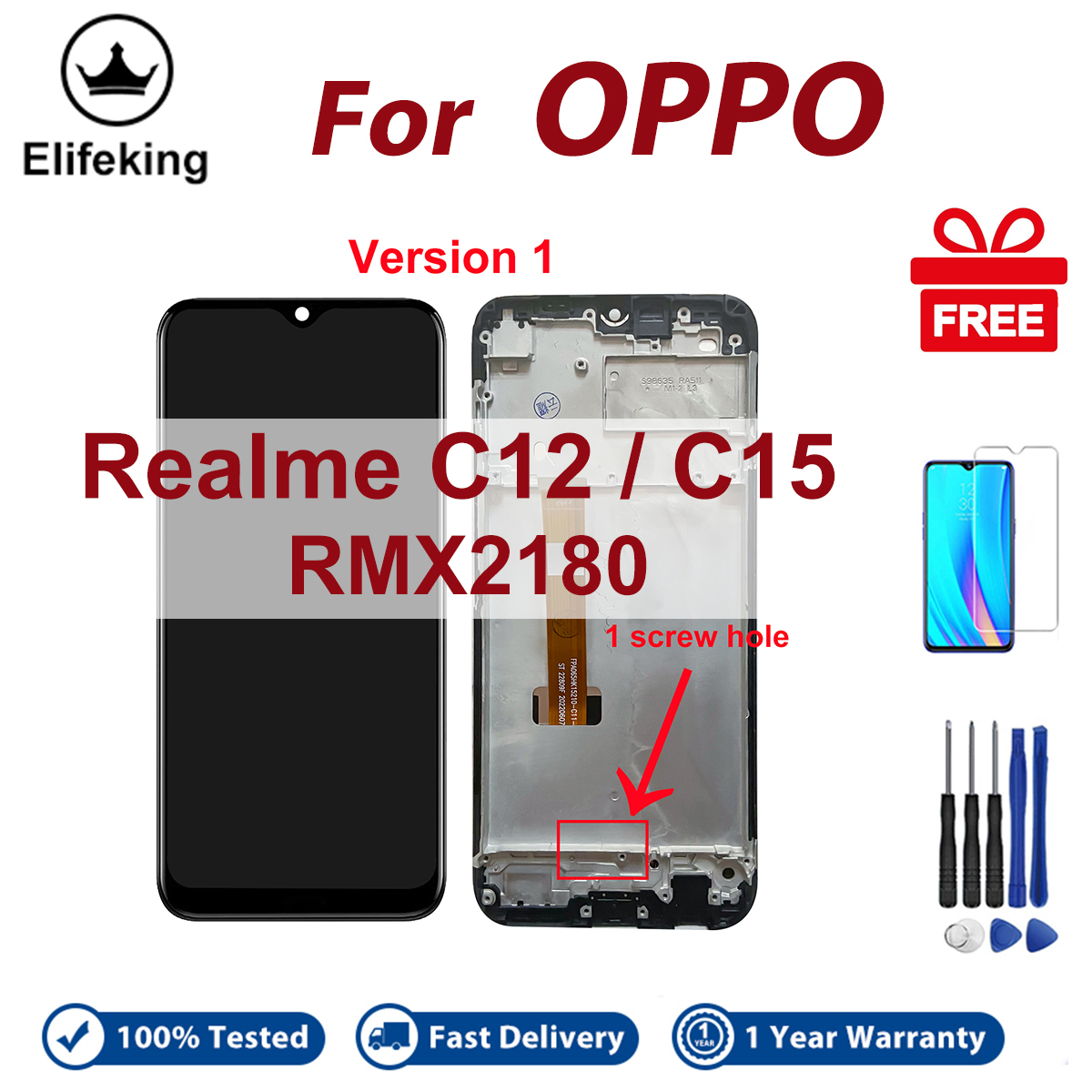LCD With Frame For OPPO Realme C12 Vision 1 C15 RMX2180 Display Touch Screen Digitizer Assembly Replacement Parts