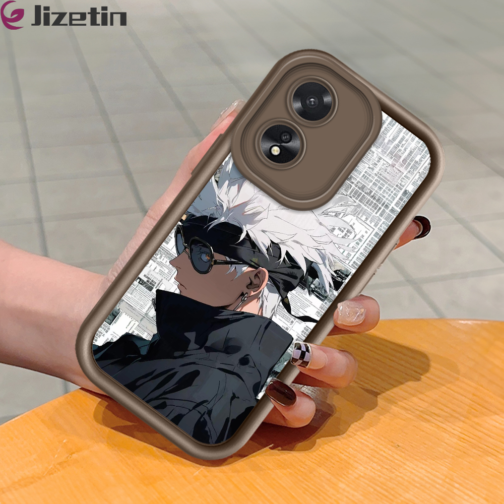 Jizetin for OPPO A18 A38 Back Cover Satoru Gojo Poster Ladder Camera Soft Rubber Mobile Phone Case. 