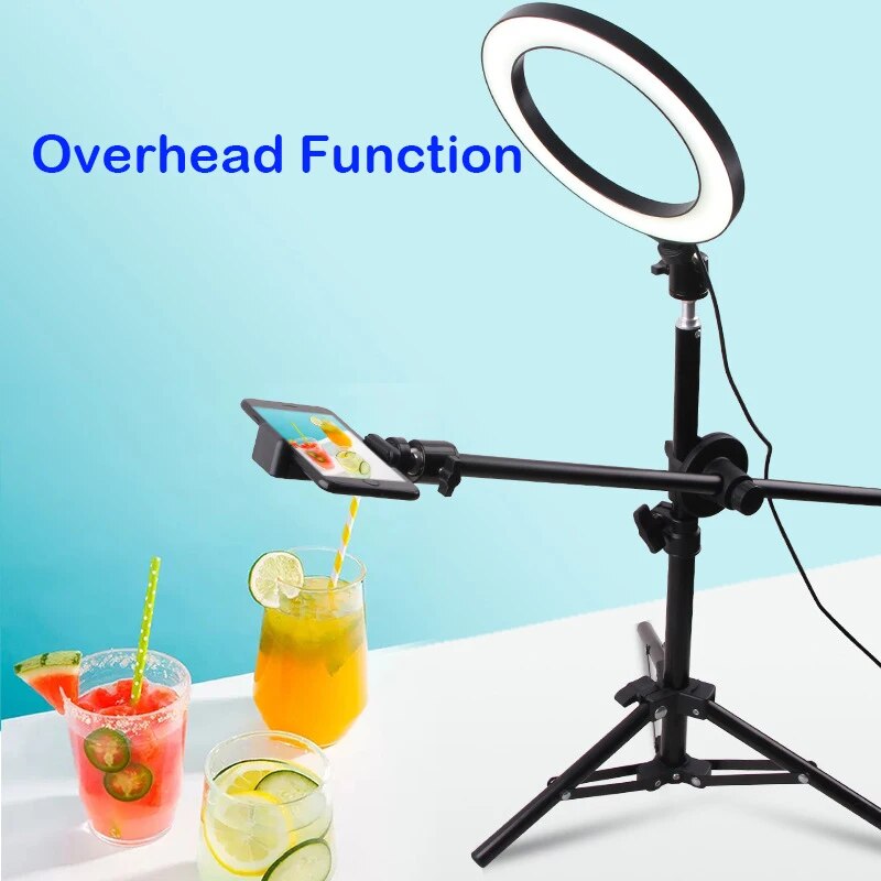 Desktop Overhead Tripod 26CM 16CM Ring Light Table Tabletop With Phone Holder Boom Arm For Live Youtube Streaming Video