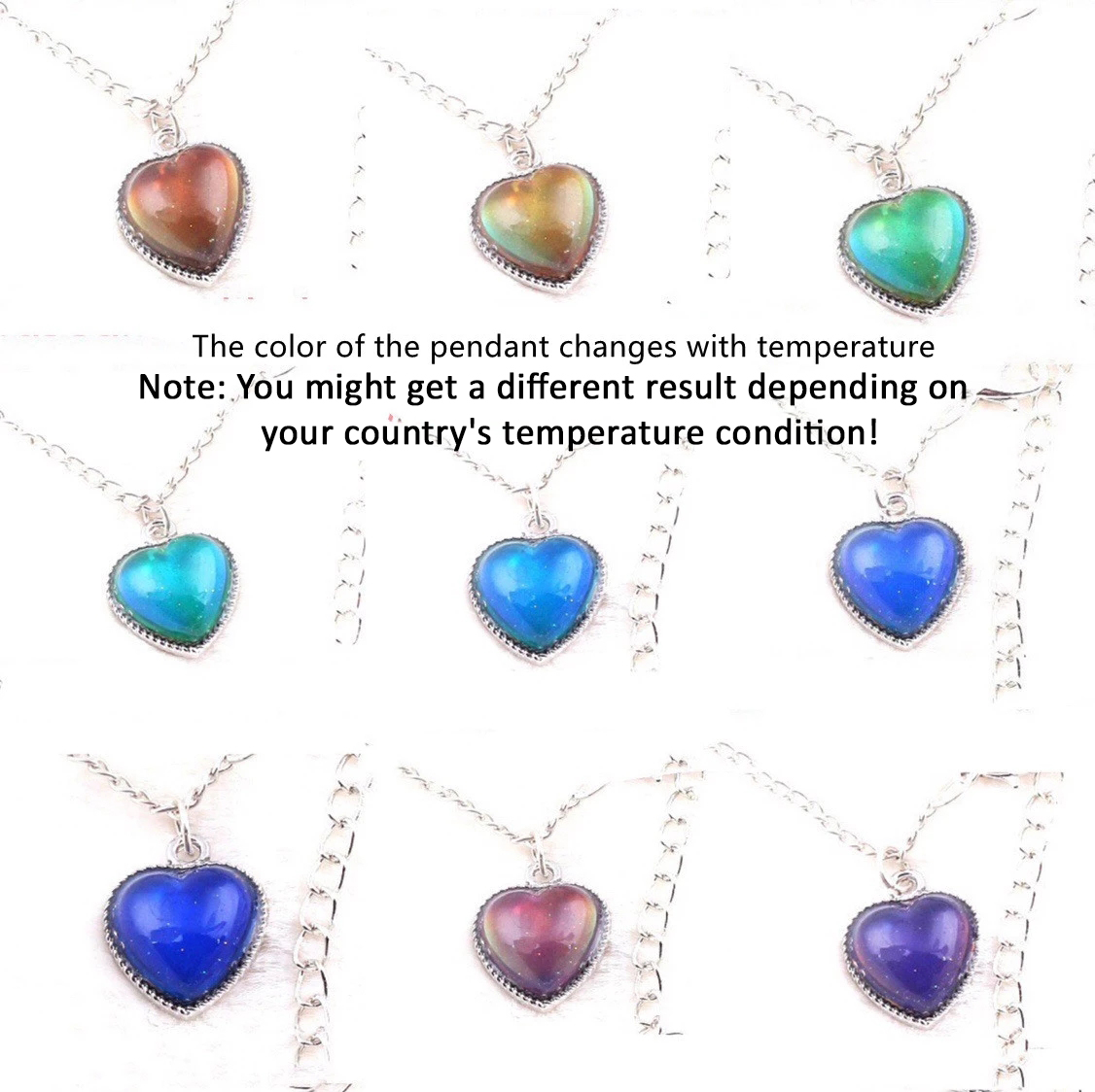 BTS V Heart Shaped Necklace Color Change Emotion Feeling Temperature Thermochromic. 