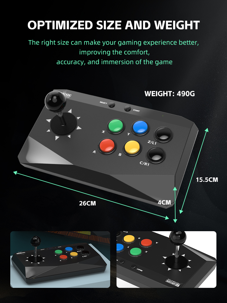 DATA FROG Y3 Arcade Retro Video Game Stick with Joystick Wireless Controller for Street Fighter Gaming Arcade Station. 