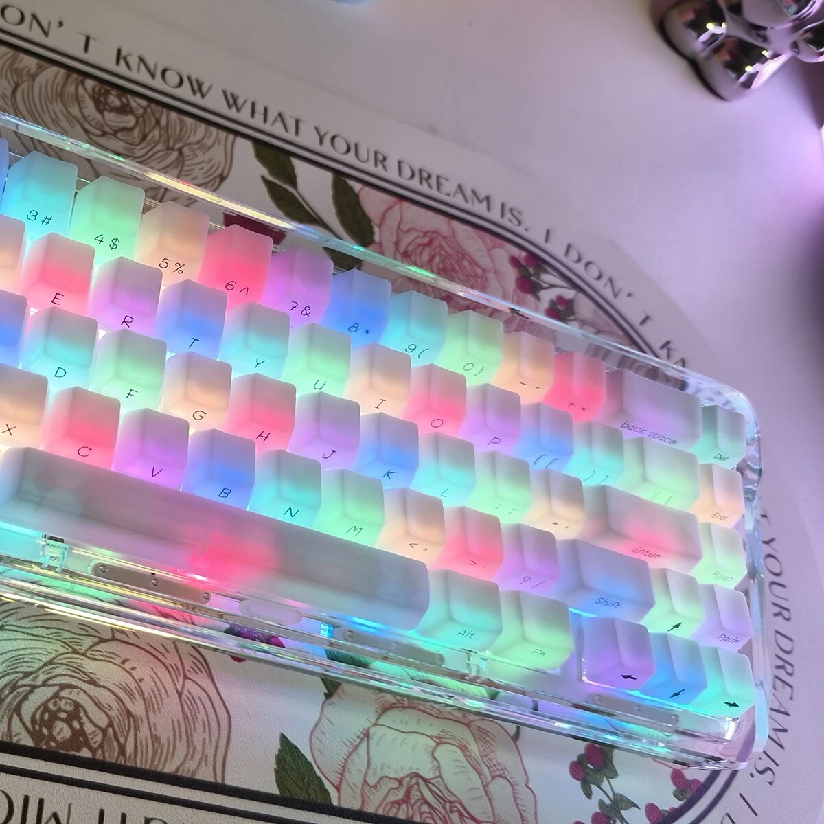 idobao ABS Keycap Set 130Keys White Marble Keycaps Ice Translucent Keycap Side Print Keycap for Mechanical Keyboard OEM Keycap. 